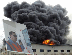 smoke from the building