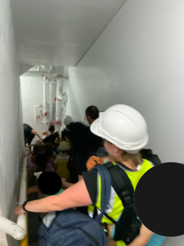 Childcare-Centre evacuation Multiple people in a stairwell evacuating
